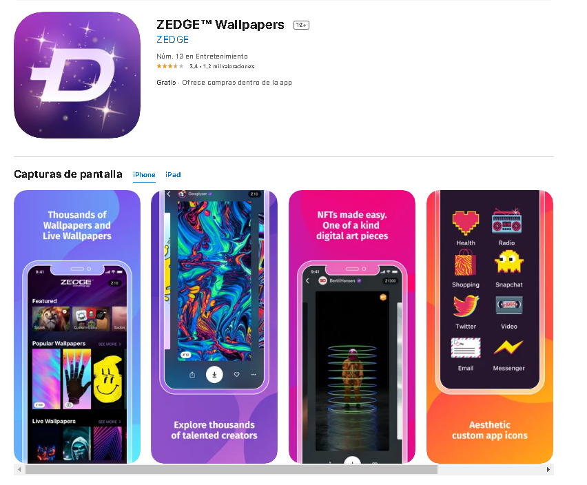 Zedge wallpapers descargar fondos para iphone