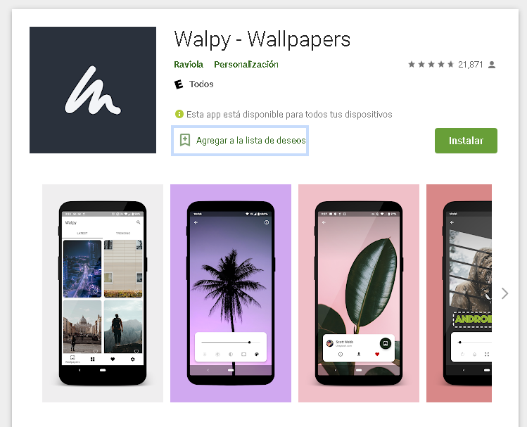 Walpy - wallpapers app para descargar fondos en móvil